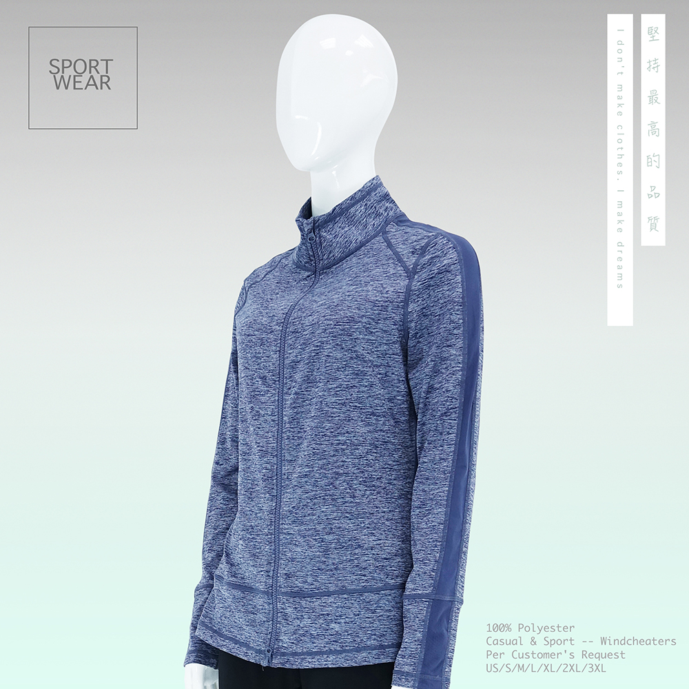 Tumble hole design Space Dyed Fancy Fabric Techfit Hygroscopicity Full Zip Sport Jacket 