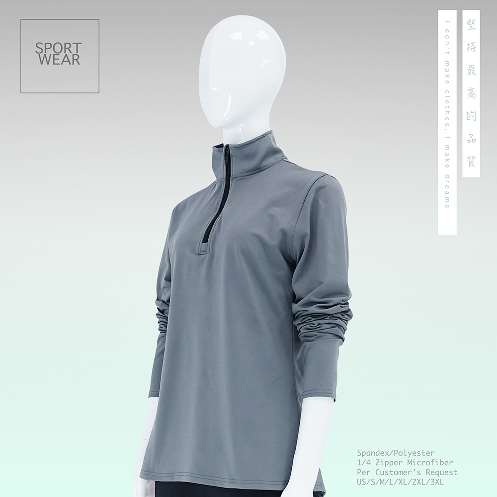 Ｗell Fitted Highly Versatile Reflective Zipper Simple Thermal Tropic Comfort Women's 1/4 zip pullover